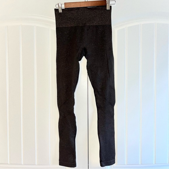 Athleta Shimmer Seamless Tight Leggings Brown Size Small Glitter Fall Athleisure - Picture 2 of 6